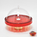 Wire Base Red Plastic Large Party Serving Platter with Lid